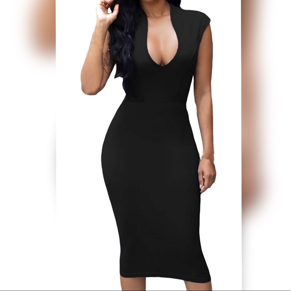 Black Cocktail Midi Dress